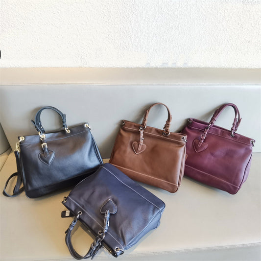 Genuine leather large capacity tote bag women commuting shoulder computer handbag crossbody bag leather tote bag