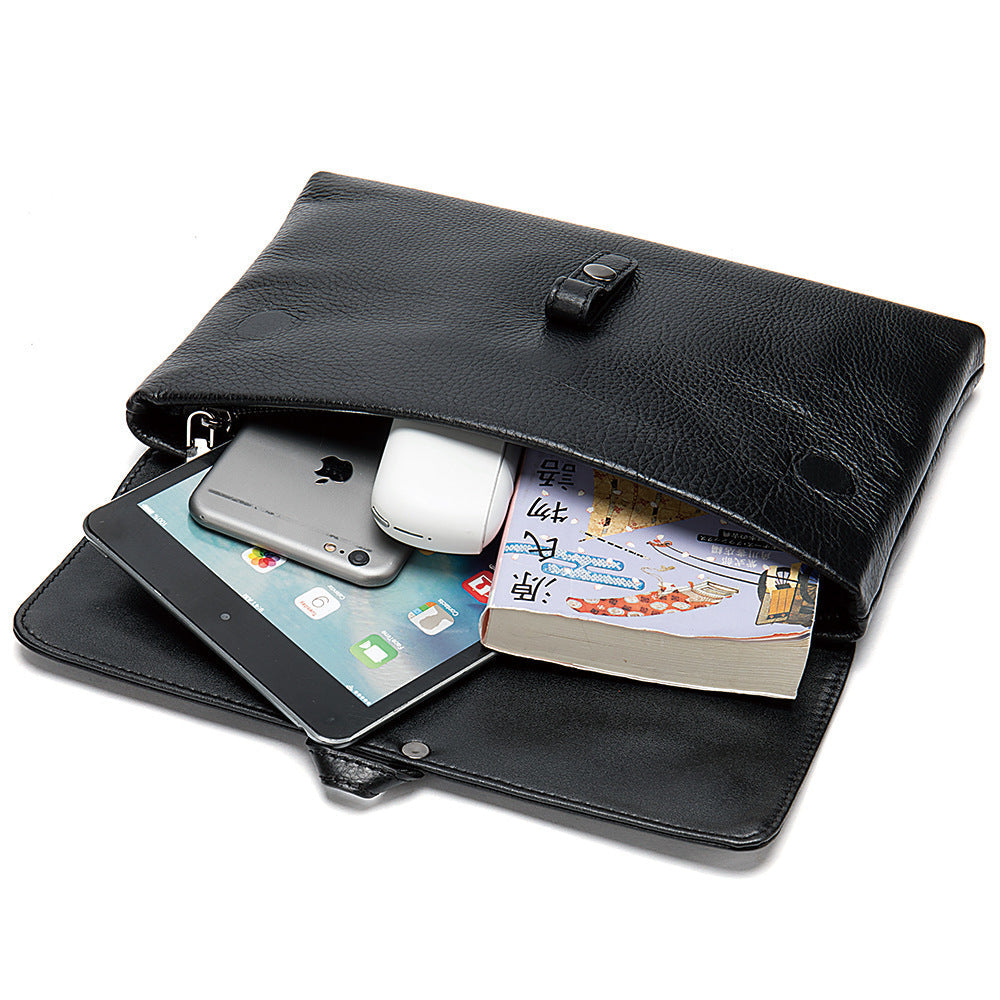 Men's Clutch Bag Cowskin Business Large Capacity Handbag for Men 