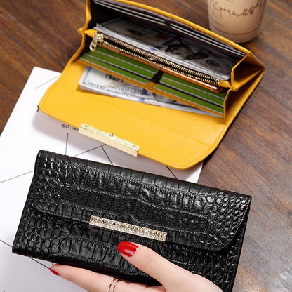 Ladies wallet cowhide simple crocodile pattern long wallet large capacity ladies clutch bag fashion