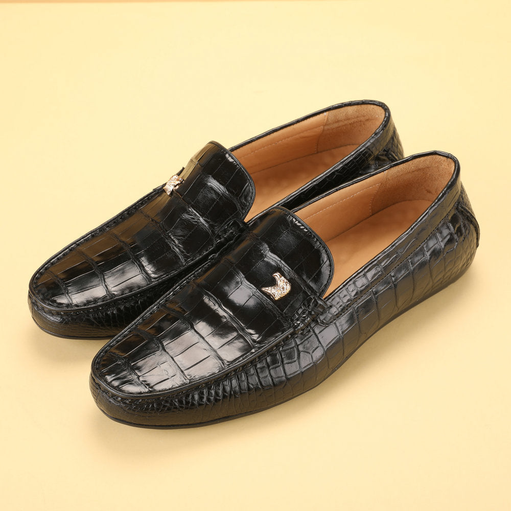 Crocodile leather genuine leather men's moccasins casual leather shoes business men's shoes 