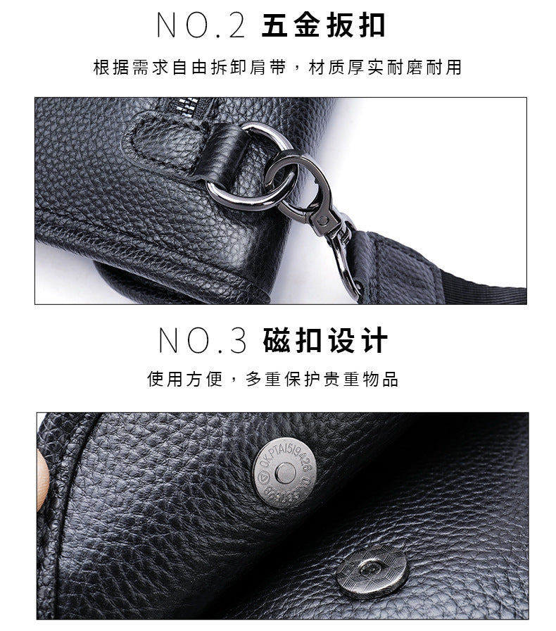 Men's Shoulder Bag Genuine Cowhide Leather Simple Fashion Men's Crossbody Bag 