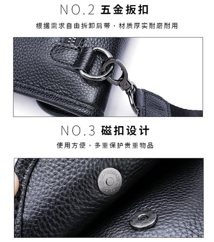 Men's Shoulder Bag Genuine Cowhide Leather Simple Fashion Men's Crossbody Bag 