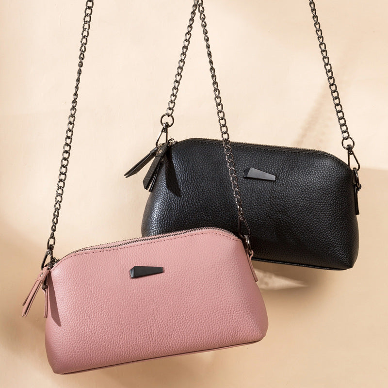 Cowhide Chain Bag Genuine Leather Women's Bag Crossbody Bag Clutch Bag Women's Shoulder Bag Goes with Anything
