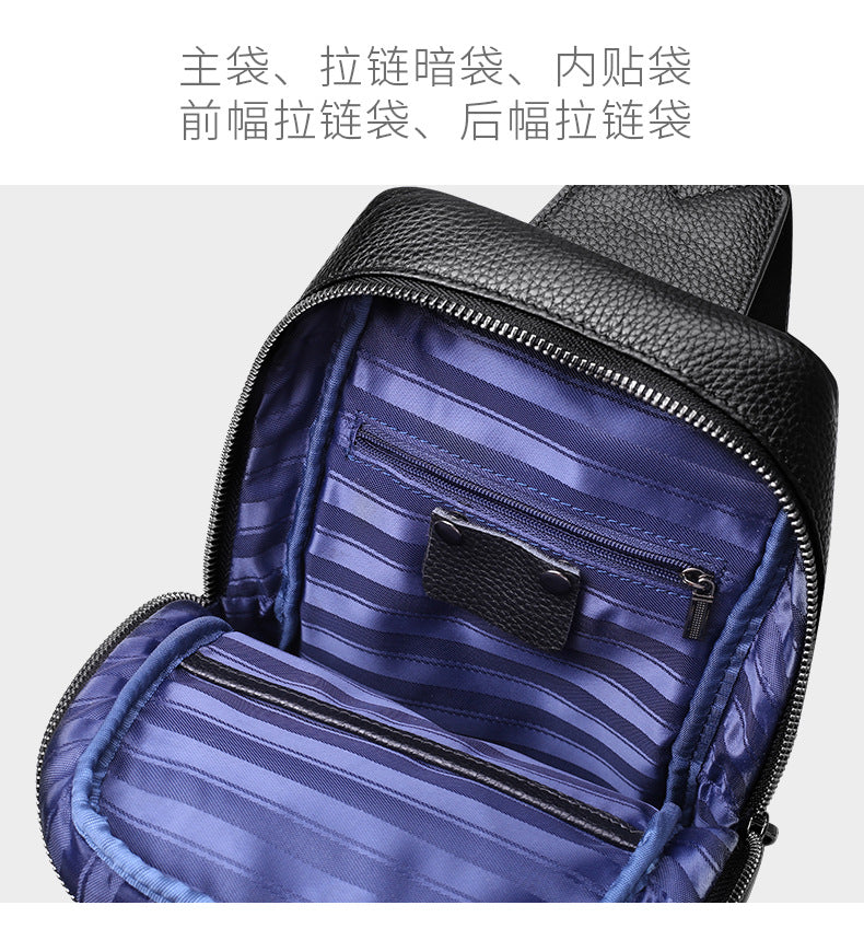 Men's bust bag cowhide Korean casual fashion simple crossbody bag 