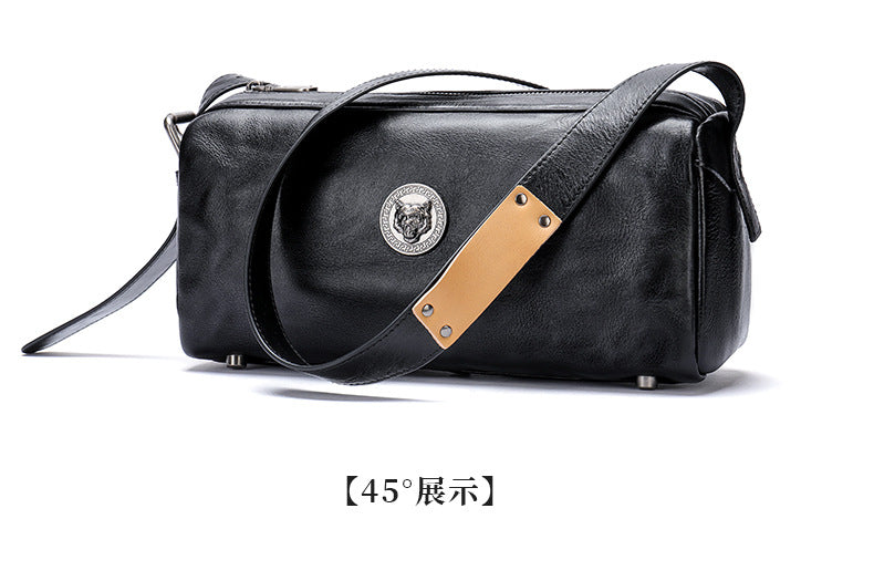 Men's Shoulder Bag Made of Genuine Cowskin Leather with Hand-held Crest High Quality Luxury Fashion Crossbody Bag for Men 