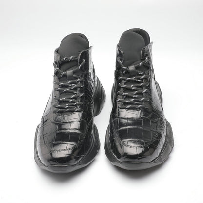 Crocodile Belly Skin Men's Short Boots Fashion Casual Platform Shoes Men's Shoes 