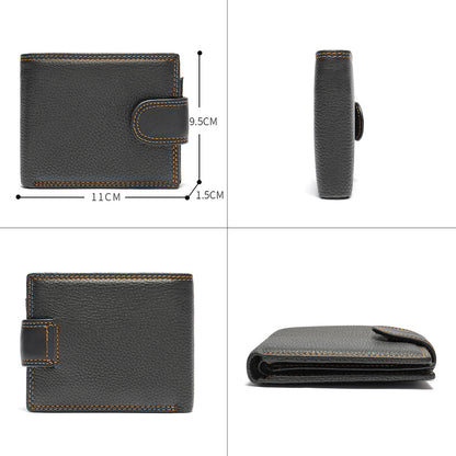 Men's short wallet made of genuine cowhide leather Casual men's wallet 
