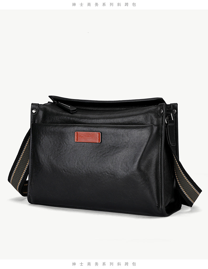 Men's Shoulder Bag Cowhide Genuine Leather Fashion Casual Commuting Crossbody Bag for Men 