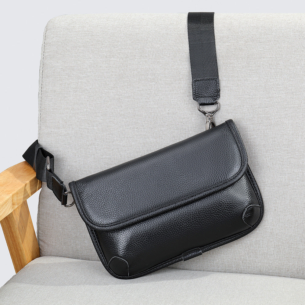 Men's Shoulder Bag Genuine Cowhide Leather Simple Fashion Men's Crossbody Bag 