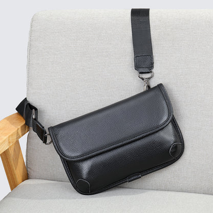Men's Shoulder Bag Genuine Cowhide Leather Simple Fashion Men's Crossbody Bag 