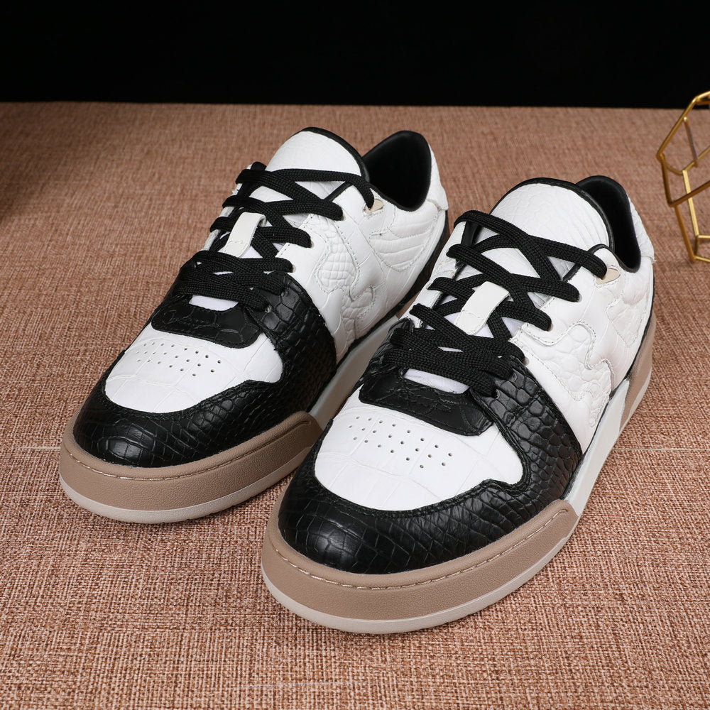 2023 New Crocodile Skin Genuine Leather Men's Shoes Fashion Casual Sports Shoes 