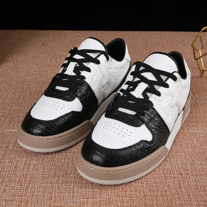 2023 New Crocodile Skin Genuine Leather Men's Shoes Fashion Casual Sports Shoes 