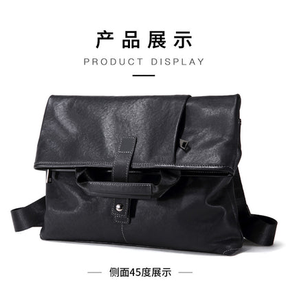 Men's shoulder bag, genuine cowhide leather, multi-functional handbag, business crossbody bag 