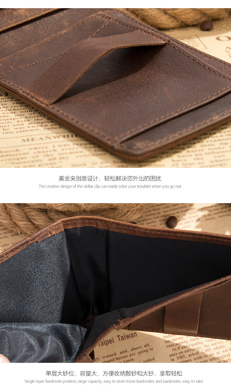 Men's wallet cowhide genuine leather retro business card holder card bag for men 