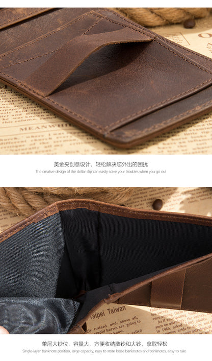 Men's wallet cowhide genuine leather retro business card holder card bag for men 