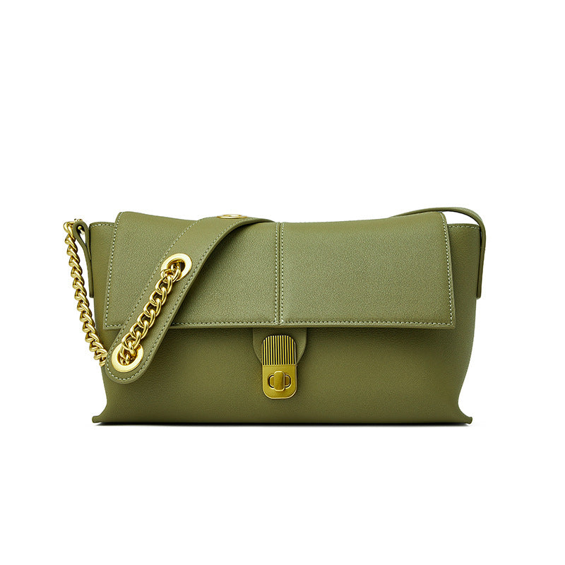 Retro and luxurious cowhide women's bag genuine leather shoulder bag crossbody casual commuting paddle joint