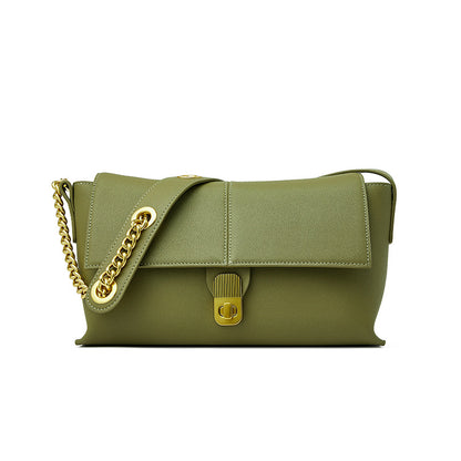 Retro and luxurious cowhide women's bag genuine leather shoulder bag crossbody casual commuting paddle joint