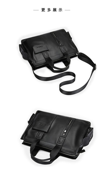 Men's handbag, genuine cowhide leather, computer bag, business large-capacity briefcase 