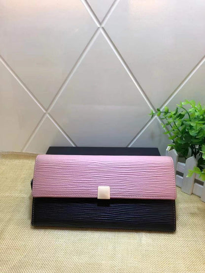 Women's genuine leather long wallet cowhide wallet ripple clutch bag fashion wallet