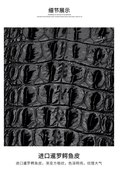 Siamese crocodile skin men's handbag genuine leather large capacity casual business men's bag 