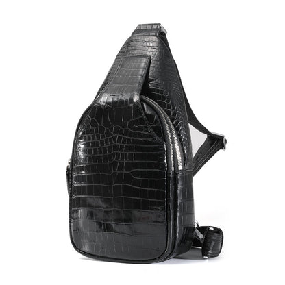 New Thai Siamese Crocodile Skin Men's Bust Bag Genuine Leather High Quality Casual Fashion Crossbody Shoulder Bag 