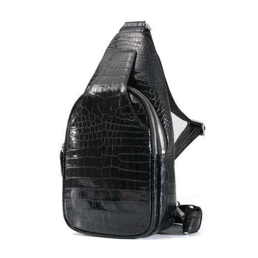 New Thai Siamese Crocodile Skin Men's Bust Bag Genuine Leather High Quality Casual Fashion Crossbody Shoulder Bag 