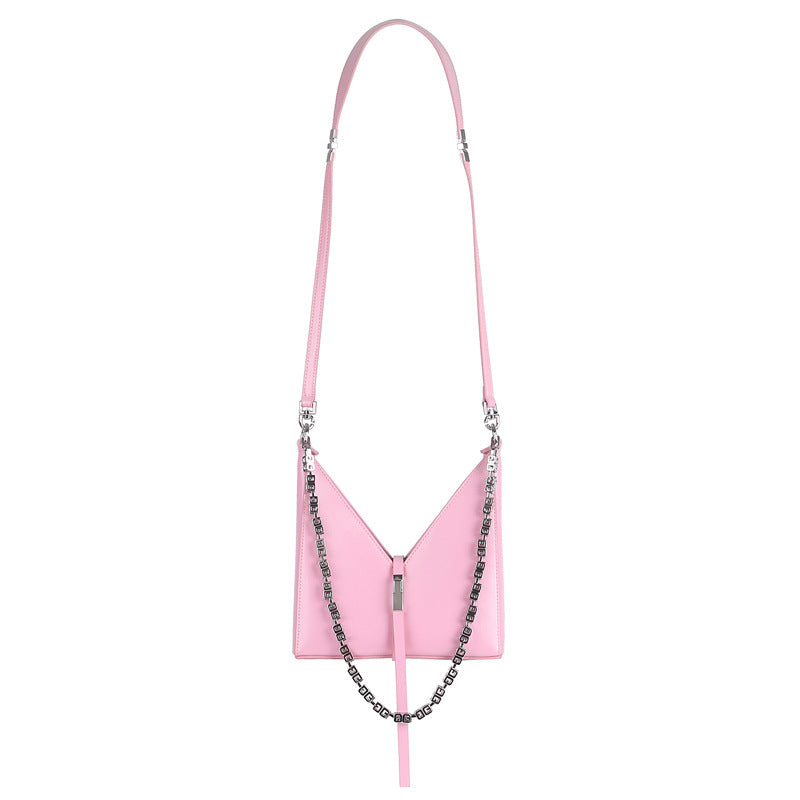 V-shaped chain bag armpit bag genuine leather shoulder bag fashionable women's bag