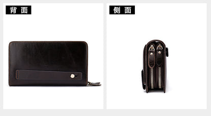 Men's Clutch Bag Genuine Cowhide Leather Wallet Card Holder Business Large Capacity Long Wallet Men's Handbag 