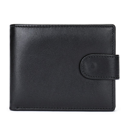 Men's short wallet cowhide RFID card holder business large capacity clutch bag retro wallet 