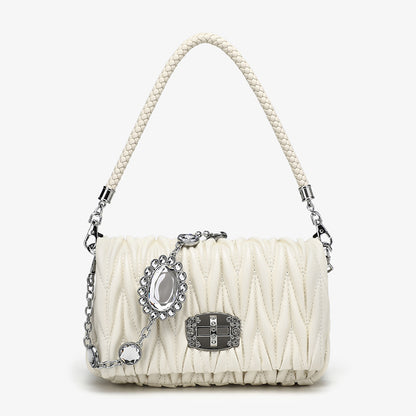 Women's Chain Pleated Bag Fashion Trend Crossbody Underarm Bag Simple