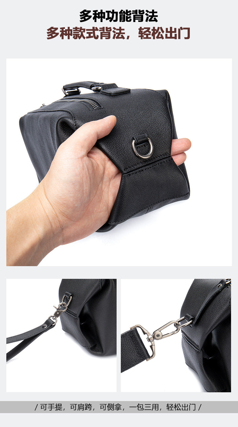 Men's Shoulder Bag Genuine Cowhide Leather Fashion Vintage Crossbody Bag for Men 