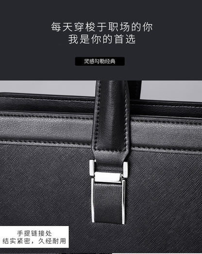 Men's handbag cowhide genuine leather computer bag large capacity business briefcase 