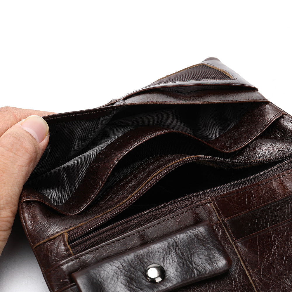 Men's Wallet RFID Coin Card Holder Retro Large Capacity Clutch Bag Men's Wallet 