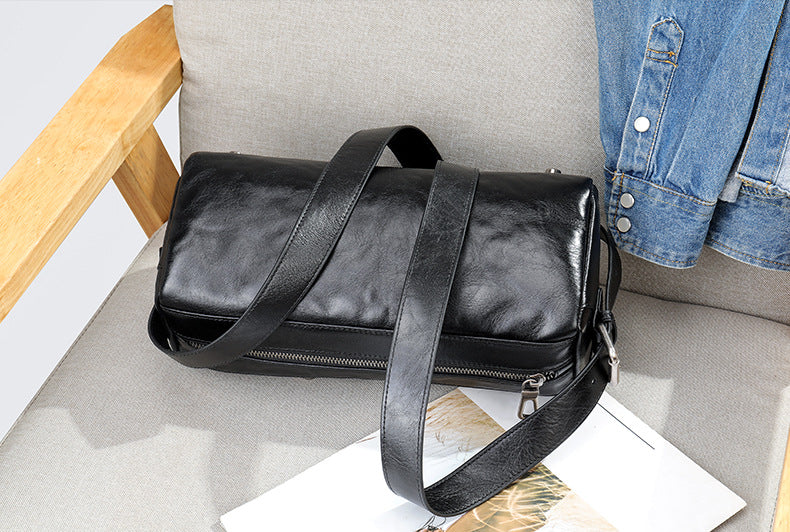 Men's Shoulder Bag Made of Genuine Cowskin Leather with Hand-held Crest High Quality Luxury Fashion Crossbody Bag for Men 