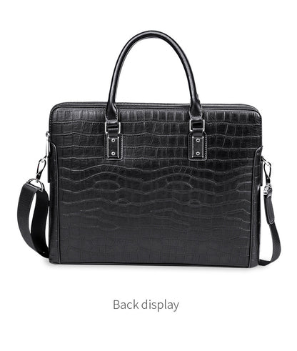 Men's Briefcase Handbag Cowhide Genuine Leather Computer Bag Business Large Capacity Fashion Crocodile Crest Handbag for Men 