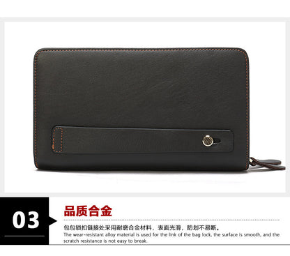 Men's Clutch Bag Genuine Cowhide Leather Wallet Card Holder Business Large Capacity Long Wallet Men's Handbag 