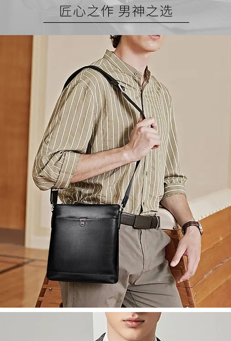 Men's Shoulder Bag Made of Genuine Cowhide Leather Large Capacity Casual Bag for Men 