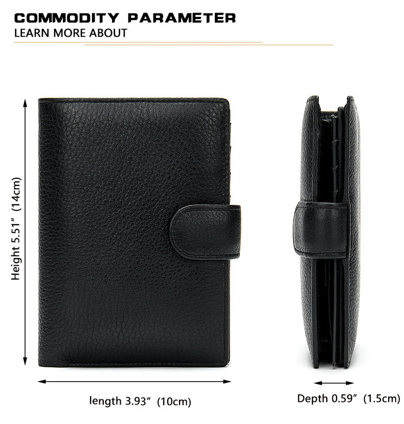 Men's wallet cowhide texture lychee pattern card holder business wallet for men 