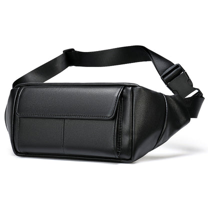 Men's Waist Bag Sheepskin Genuine Leather Fashion Casual Simple Multifunctional Crossbody Bust Bag 