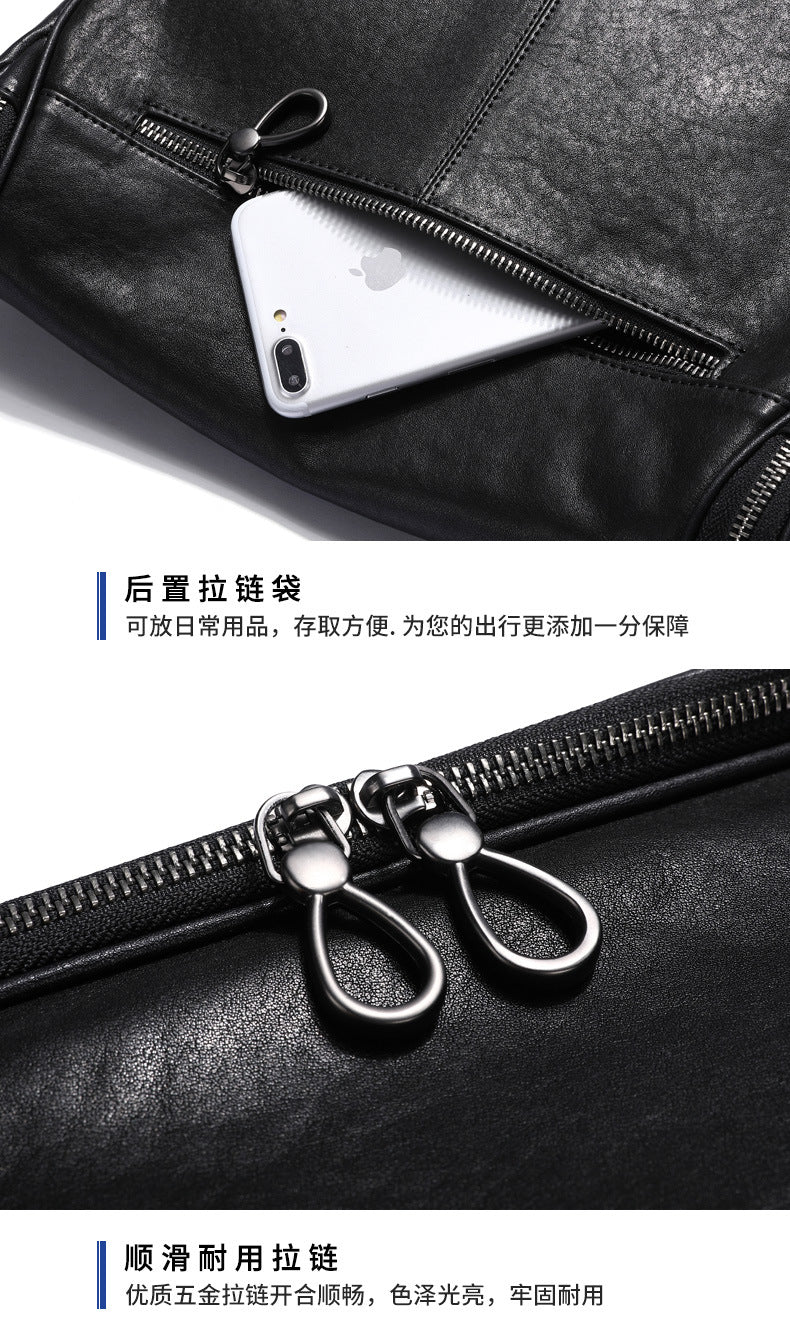 Men's shoulder bag, genuine cowhide leather, casual, multi-functional, large capacity, fashion crossbody bag 