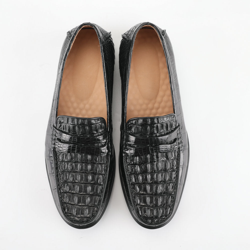 Crocodile Skin Genuine Leather Men's Leather Shoes Rubber Sole Moccasins Formal Business Casual Men's Shoes 