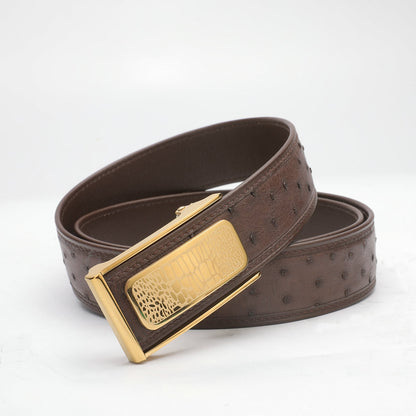Men's Belt Automatic Buckle Ostrich Skin Genuine Leather Business Casual Men Belt 