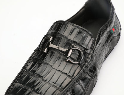 Crocodile Belly Skin Genuine Leather Men's Leather Shoes Moccasins Casual Loafers Shoes 