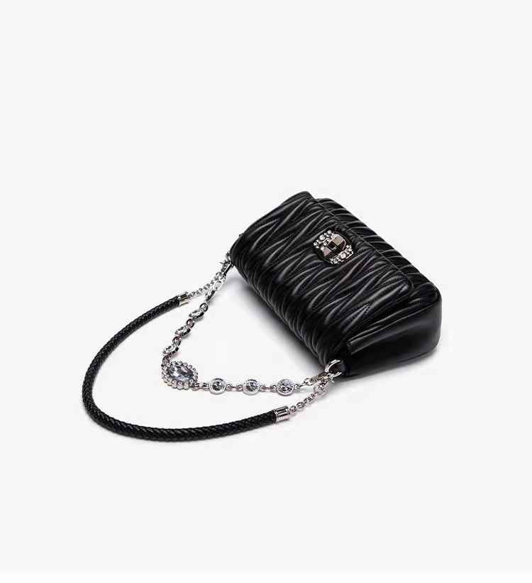 Women's Genuine Leather Chain Bag Underarm Bag Crossbody Bag Shoulder Bag Fashion