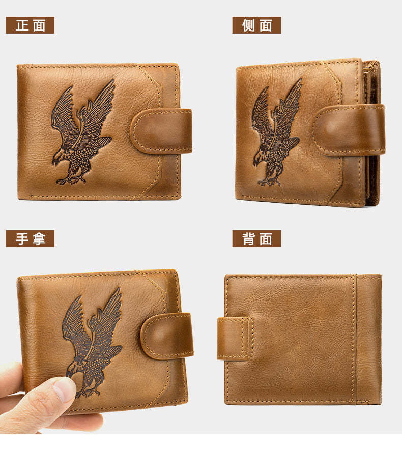 Men's Short Wallet Business Genuine Cowhide Leather Coin Purse Card Bag Men's Wallet 