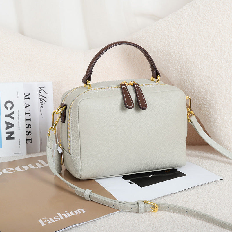 Women's Handbag Cowhide Shoulder Bag Genuine Leather Crossbody Bag Zipper Goes with Anything