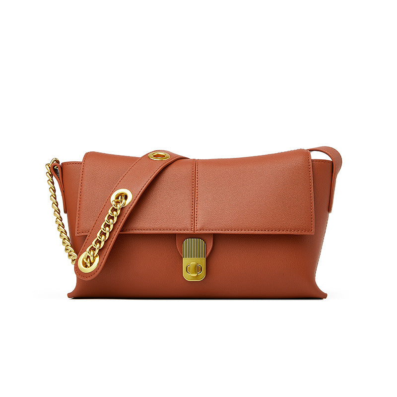 Retro and luxurious cowhide women's bag genuine leather shoulder bag crossbody casual commuting paddle joint