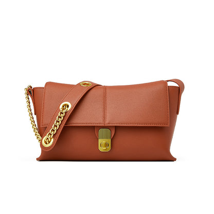 Retro and luxurious cowhide women's bag genuine leather shoulder bag crossbody casual commuting paddle joint