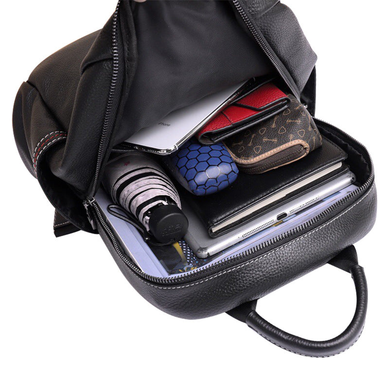 Casual large capacity shoulder bag travel rucksack fashionable cowhide ladies shoulder bag