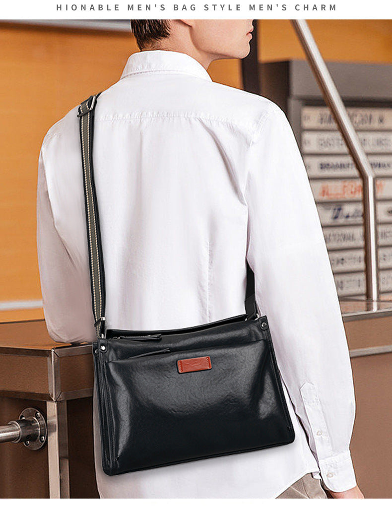 Men's Shoulder Bag Cowhide Genuine Leather Fashion Casual Commuting Crossbody Bag for Men 